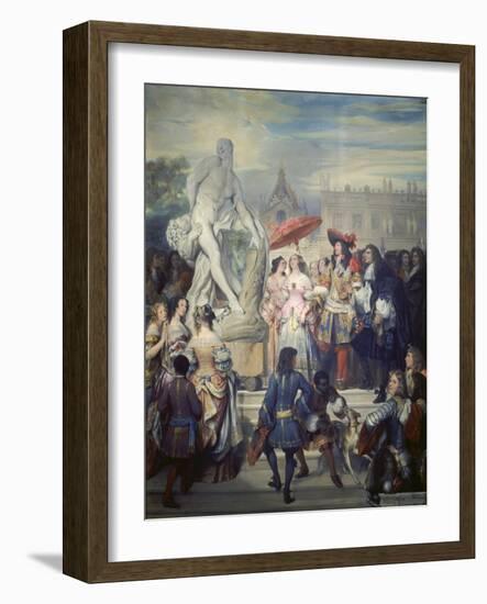 Pierre Puget Showing His Statue of the Milo of Croton to Louis XV, Versailles, 1832-Eugene Devéria-Framed Giclee Print