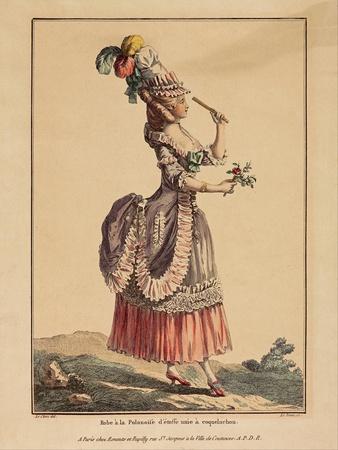 A Polonaise Dress with Draped Overskirt, 1778