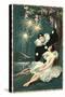 Pierrot and Ballerina with Fireworks-null-Stretched Canvas