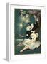 Pierrot and Ballerina with Fireworks-null-Framed Art Print