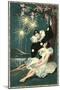 Pierrot and Ballerina with Fireworks-null-Mounted Art Print