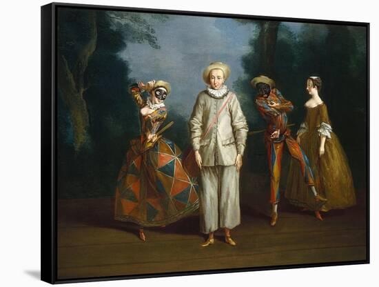 Pierrot and Harlequin-Philippe Mercier-Framed Stretched Canvas