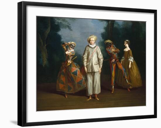 Pierrot and Harlequin-Philippe Mercier-Framed Art Print