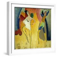 Pierrot and Pierrette, (Oil on Canvas)-Walt Kuhn-Framed Giclee Print