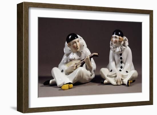 Pierrot and Pierrette, Porcelain, Gotha Manufacture, Thuringia, Germany-null-Framed Giclee Print