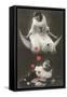 Pierrot and Pierrette with Lute and Moon-null-Framed Stretched Canvas