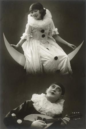 'Pierrot and Pierrette with Moon and Lute' Posters | AllPosters.com