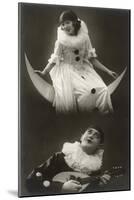 Pierrot and Pierrette with Moon and Lute-null-Mounted Art Print