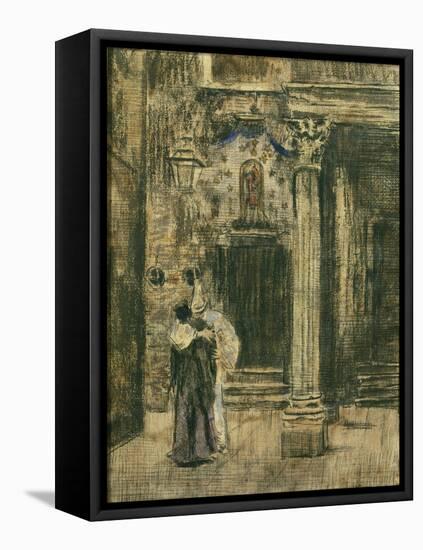 Pierrot and Woman Embracing-Walter Richard Sickert-Framed Stretched Canvas