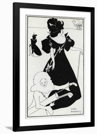 Pierrot as Caddie' Design for a Golf Club Card, 1894-Aubrey Beardsley-Framed Giclee Print