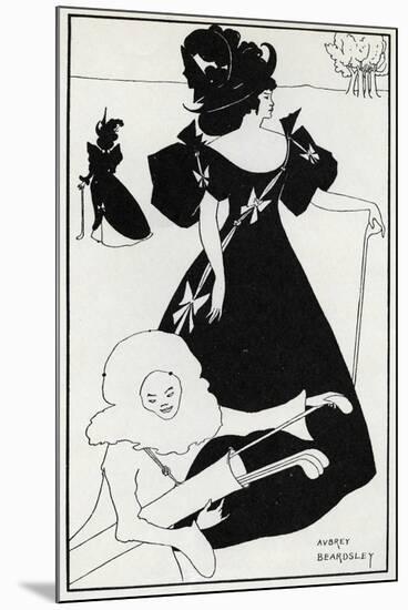 Pierrot as Caddie' Design for a Golf Club Card, 1894-Aubrey Beardsley-Mounted Giclee Print