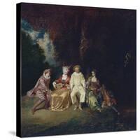 Pierrot Content, Ca 1712-Jean Antoine Watteau-Stretched Canvas