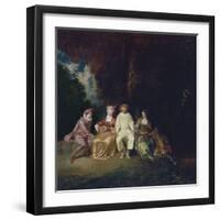 Pierrot Content, Ca 1712-Jean Antoine Watteau-Framed Premium Giclee Print