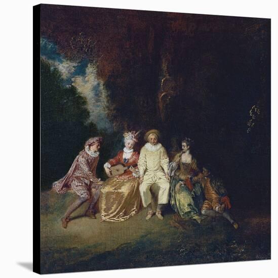 Pierrot Content, Ca 1712-Jean Antoine Watteau-Stretched Canvas