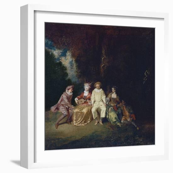 Pierrot Content, Ca 1712-Jean Antoine Watteau-Framed Giclee Print