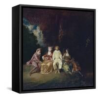 Pierrot Content, Ca 1712-Jean Antoine Watteau-Framed Stretched Canvas