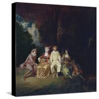 Pierrot Content, Ca 1712-Jean Antoine Watteau-Stretched Canvas