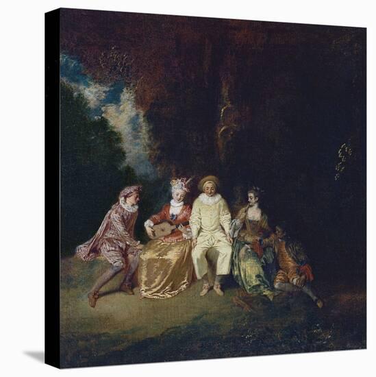 Pierrot Content, Ca 1712-Jean Antoine Watteau-Stretched Canvas