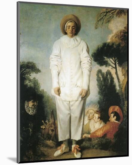Pierrot, Gilles-Jean Antoine Watteau-Mounted Premium Giclee Print
