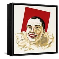 Pierrot in White Ruffle Collar and Red Face Paint-null-Framed Stretched Canvas