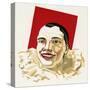 Pierrot in White Ruffle Collar and Red Face Paint-null-Stretched Canvas