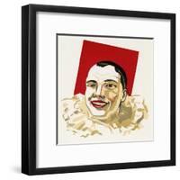 Pierrot in White Ruffle Collar and Red Face Paint-null-Framed Art Print