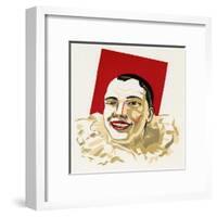 Pierrot in White Ruffle Collar and Red Face Paint-null-Framed Art Print