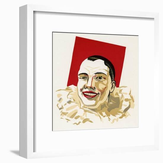 Pierrot in White Ruffle Collar and Red Face Paint-null-Framed Art Print