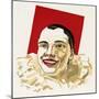 Pierrot in White Ruffle Collar and Red Face Paint-null-Mounted Art Print