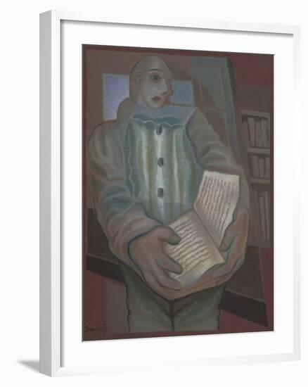 Pierrot with Book-Juan Gris-Framed Giclee Print