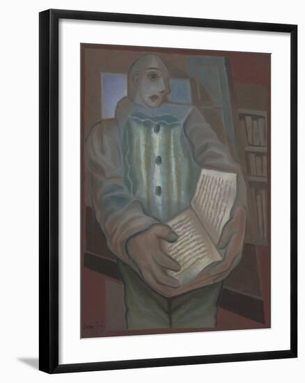 Pierrot with Book-Juan Gris-Framed Giclee Print