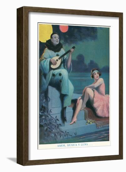 Pierrot with Mandolin-null-Framed Art Print