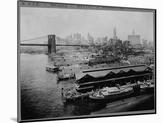 Piers by Brooklyn Bridge, New York-null-Mounted Photographic Print