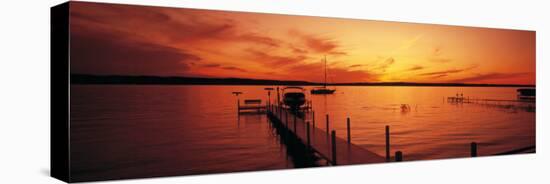 Piers on the Bay, Old Mission Peninsula, Grand Traverse Bay, Grand Traverse County, Michigan, USA-null-Stretched Canvas