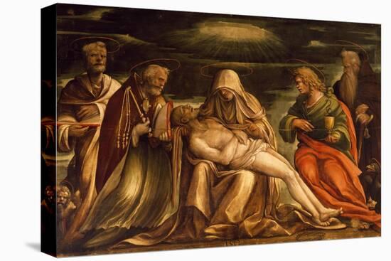 Pieta Between Saints Mark, Ambrose, John the Evangelist and Antonio Abate-Amico Aspertini-Stretched Canvas