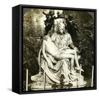Pieta by Michelangelo, St Peter's Basilica, Rome, Italy-Underwood & Underwood-Framed Stretched Canvas
