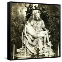 Pieta by Michelangelo, St Peter's Basilica, Rome, Italy-Underwood & Underwood-Framed Stretched Canvas