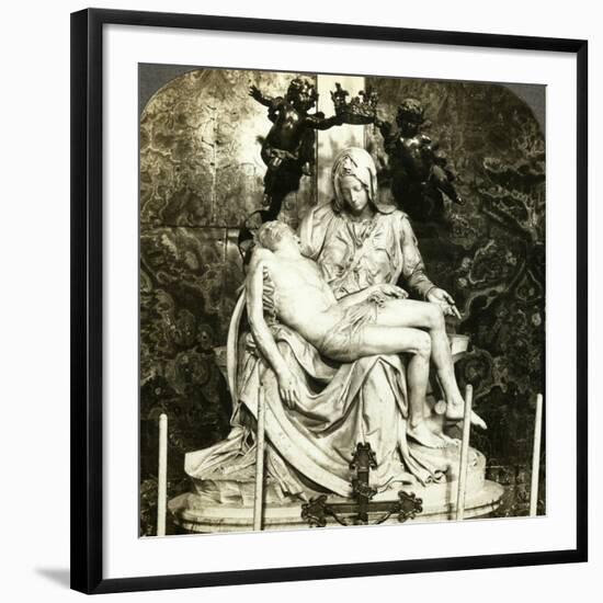 Pieta by Michelangelo, St Peter's Basilica, Rome, Italy-Underwood & Underwood-Framed Premium Photographic Print