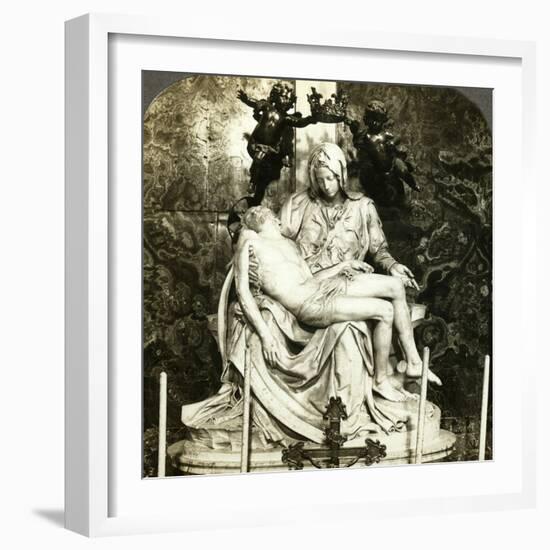 Pieta by Michelangelo, St Peter's Basilica, Rome, Italy-Underwood & Underwood-Framed Photographic Print