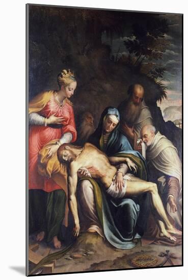 Pieta or Deposition of Christ with Saint Catherine of Alexandria and Three Prophets, 1574-Bernardino Campi-Mounted Giclee Print