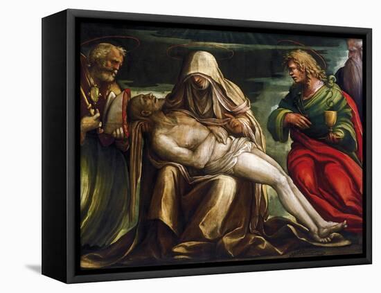 Pieta with Saint Mark, Ambrose, John the Evangeli, Saint and Antonio Abate-Amico Aspertini-Framed Stretched Canvas