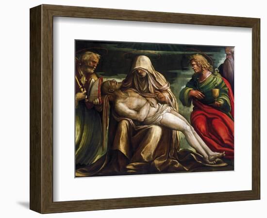 Pieta with Saint Mark, Ambrose, John the Evangeli, Saint and Antonio Abate-Amico Aspertini-Framed Giclee Print