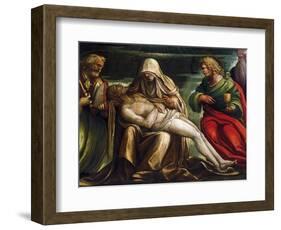 Pieta with Saint Mark, Ambrose, John the Evangeli, Saint and Antonio Abate-Amico Aspertini-Framed Giclee Print