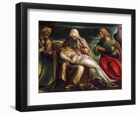 Pieta with Saint Mark, Ambrose, John the Evangeli, Saint and Antonio Abate-Amico Aspertini-Framed Giclee Print