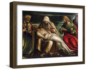 Pieta with Saint Mark, Ambrose, John the Evangeli, Saint and Antonio Abate-Amico Aspertini-Framed Giclee Print