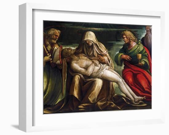 Pieta with Saint Mark, Ambrose, John the Evangeli, Saint and Antonio Abate-Amico Aspertini-Framed Giclee Print