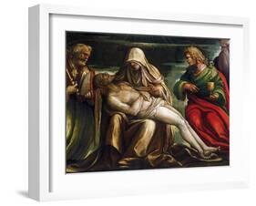 Pieta with Saint Mark, Ambrose, John the Evangeli, Saint and Antonio Abate-Amico Aspertini-Framed Giclee Print