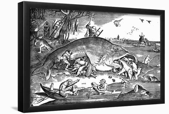 Pieter Brueghel (Big fish eat the little ones) Art Poster Print-null-Framed Poster