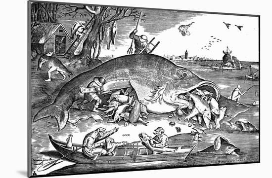 Pieter Brueghel (Big fish eat the little ones) Art Poster Print-null-Mounted Poster