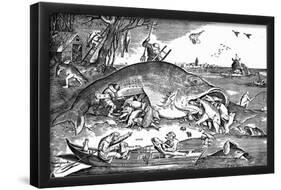 Pieter Brueghel (Big fish eat the little ones) Art Poster Print-null-Framed Poster